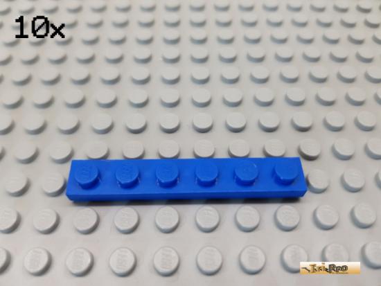 LEGO 10Stk Platte Basic 1x6 blau 3666