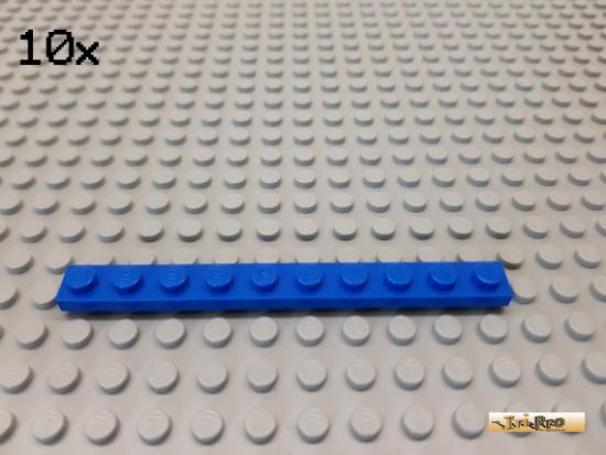 LEGO 10Stk Platte Basic 1x10 blau 4477