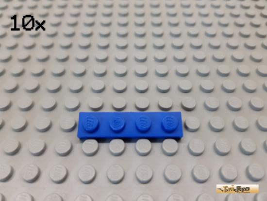 LEGO 10Stk Platte Basic 1x4 blau 3710