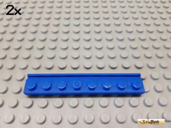 LEGO 2Stk Platte mit Nut / Fhrung 1x8 blau 4510