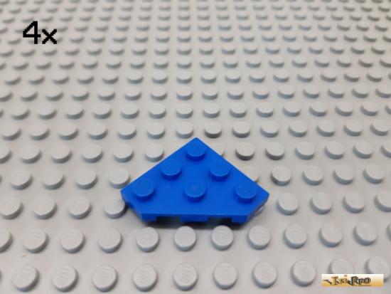 LEGO 4Stk Keil / Flgelplatte 3x3 blau 2450