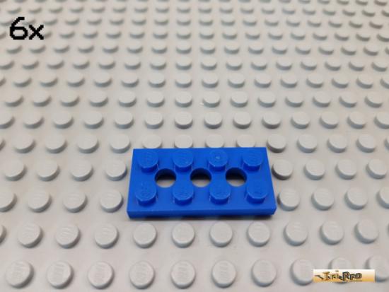 LEGO 6Stk Technic Lochplatte / Platte 2x4 blau 3709