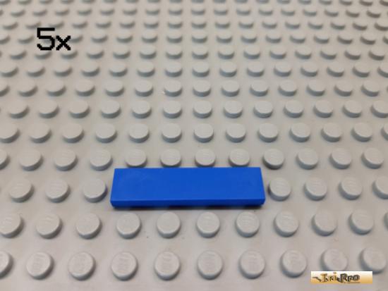 LEGO 5Stk Fliese / Kachel 1x4 Basic blau 2431