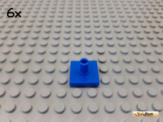 LEGO 6Stk Fliese / Kachel modifiziert mit Pin 2x2 blau 2460