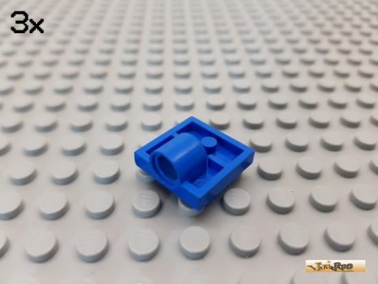 LEGO 3Stk Platte 2x2 modifiziert mit Achsloch blau 2444