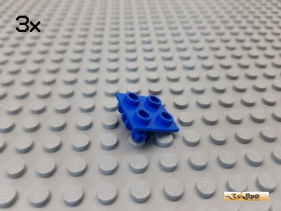 LEGO 3Stk Platte 2x2 modifiziert / Scharnier blau 6134