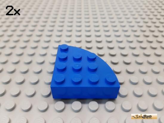 LEGO 2Stk Stein rund / Viertelkreis 4x4 blau 2577