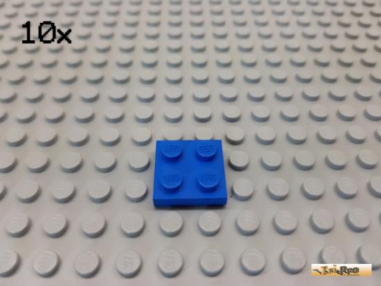 LEGO 10Stk Platte Basic 2x2 blau 3022