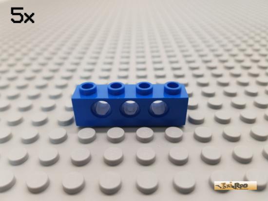 LEGO 5Stk Technic Lochstein / Lochbalken 1x4 blau 3701