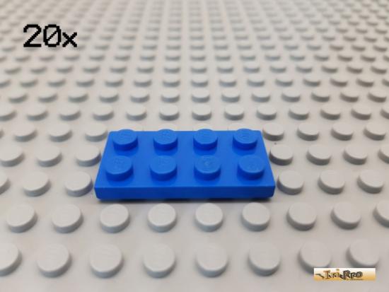 LEGO 20Stk Platte Basic 2x4 blau 3020