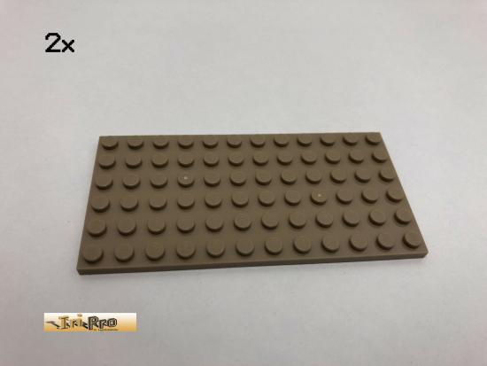 LEGO 2Stk 6x12 Basic Platte Brick Dunkelbeige, Dark Tan 3028 52