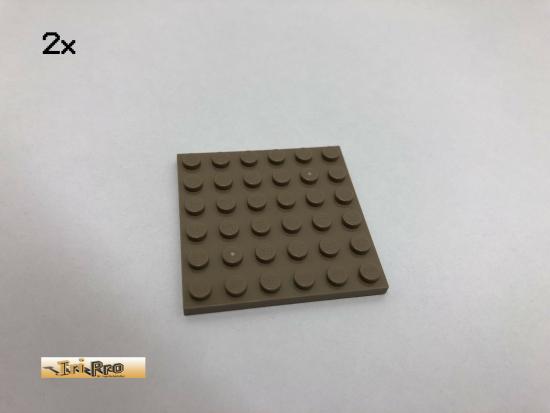 LEGO 2Stk 6x6 Platte Brick Dunkelbeige, Dark Tan 3958 34