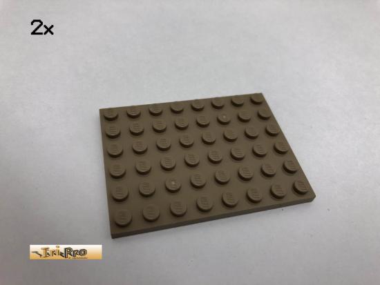 LEGO 2Stk 6x8 Platte Brick Dunkelbeige, Dark Tan 3036 33