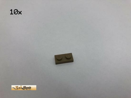 LEGO 10Stk 1x2 Platte Brick Dunkelbeige, Dark Tan 3023 24