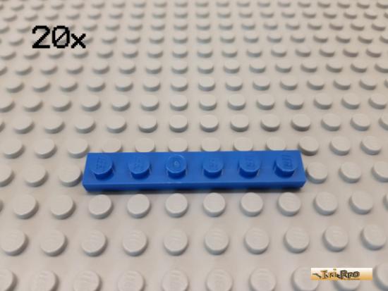 LEGO 20Stk Platte Basic 1x6 blau 3666