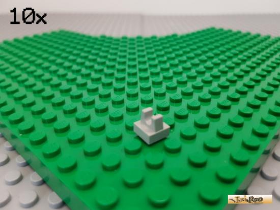 LEGO 10Stk Platte 1x1 modifiziert mit Clip oben alt-hellgrau 2555