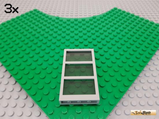 LEGO 3Stk Fensterrahmen / Fenster alt-hellgrau 1x4x6 mit Glas grau 6160