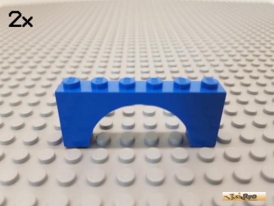 LEGO 2Stk Bogen / Bogenstein / Fenster 1x6x2 blau 3307