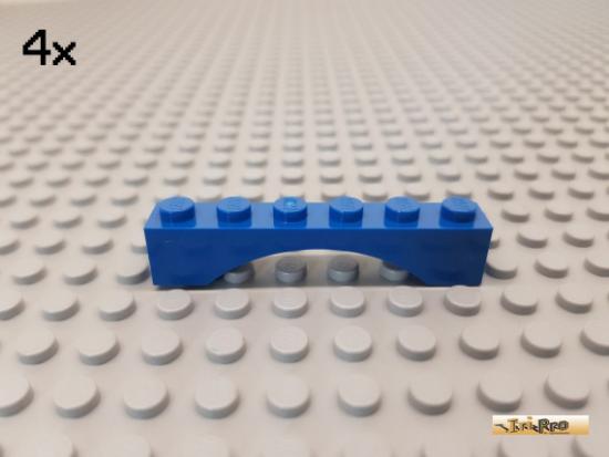 LEGO 4Stk Bogen / Bogenstein / Fenster 1x6x1 blau 3455