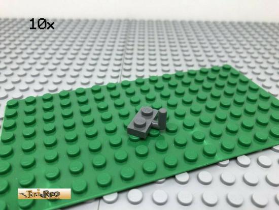 LEGO 10Stk 1x2 Platte mit Arm Haken Dunkel Grau, Dark Gray 4623