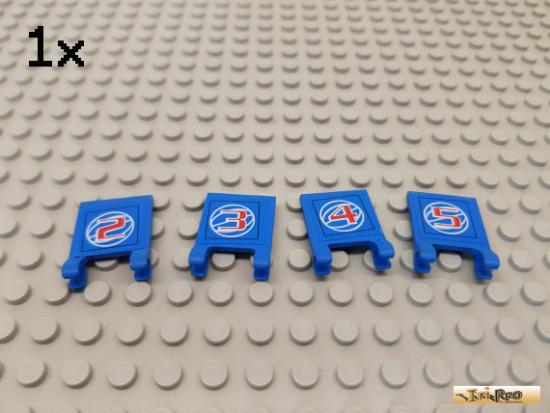 LEGO 1Stk Fahne / Flagge 2x2 / 2 Clips / 4-teilig blau beklebt 2335