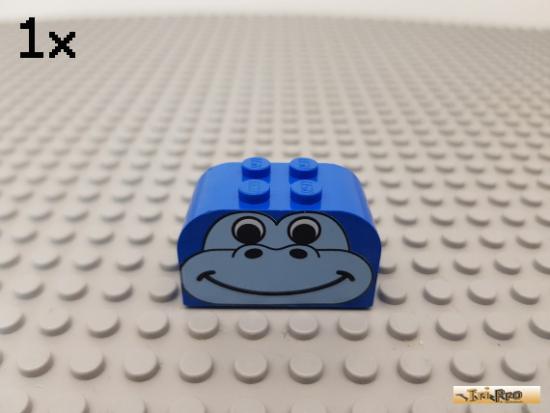 LEGO 1Stk Stein / Bogen 2x4x2 blau bedruckt 4744pb07