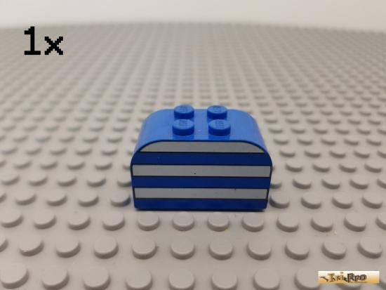 LEGO 1Stk Stein / Bogen 2x4x2 blau bedruckt 4744px4