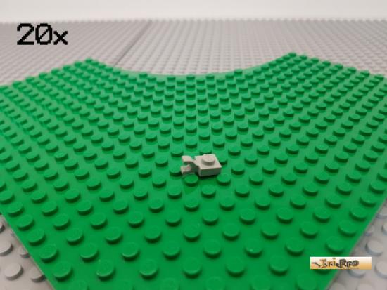 LEGO 20Stk Platte 1x1 modifiziert mit Clip horizontal neu-hellgrau 61252