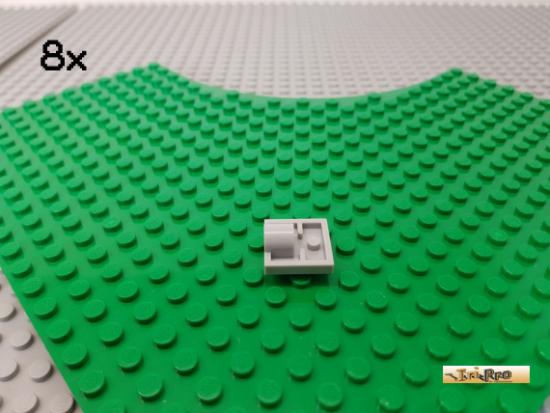 LEGO 8Stk Platte 2x2 modifiziert mit einer Lochhlse neu-hellgrau 2444