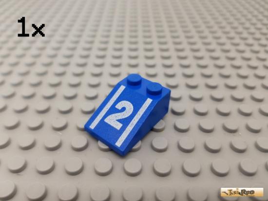 LEGO 1Stk Dachstein / Schrgstein 2x3 blau bedruckt 3298p55