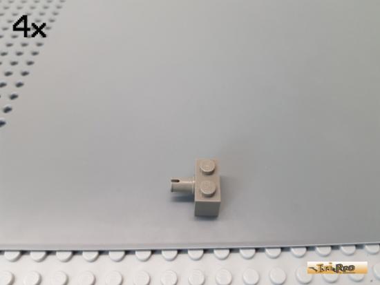 LEGO 4Stk 1x2 Stein modifiziert mit Pin / Achse alt-dunkelgrau 2458