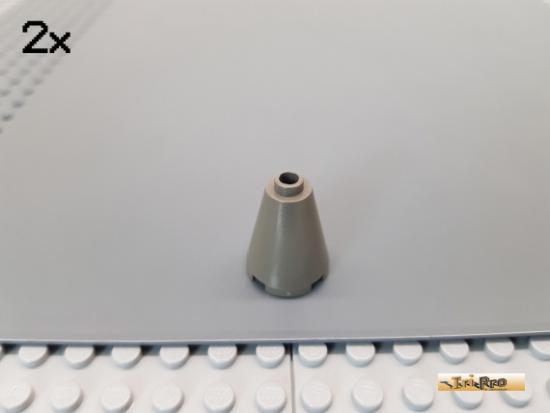 LEGO 2Stk Stein / Kegel rund 2x2x2 alt-dunkelgrau 3942