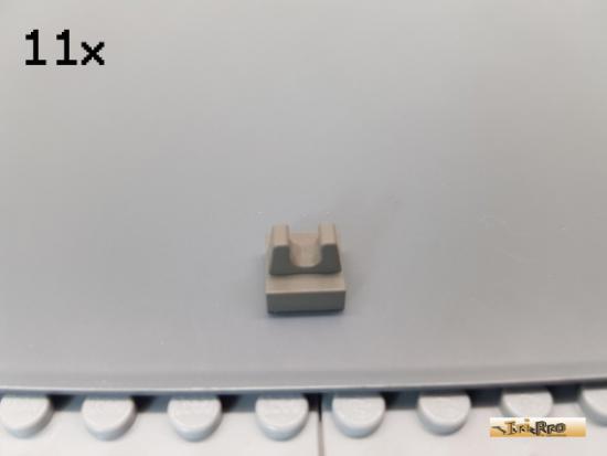 LEGO 11Stk Platte 1x1 modifiziert mit Clip oben alt-dunkelgrau 2555