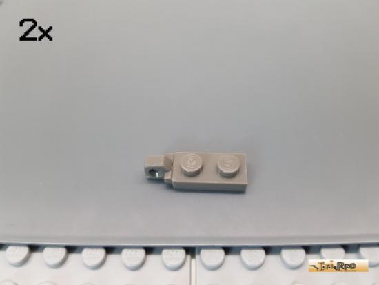 LEGO 2Stk Platte 1x2 modifiziert mit Scharnier alt-dunkelgrau 44301