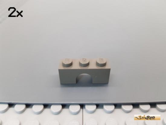 LEGO 2Stk Bogenstein / Bogen / Fenster 1x3 alt-dunkelgrau 4490