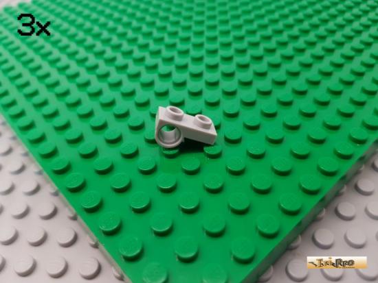 LEGO 3Stk Platte 1x2 modifiziert mit Loch neu-hellgrau 18677