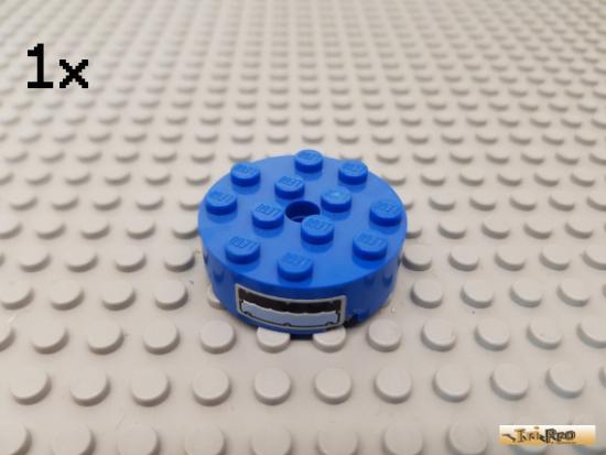 LEGO 1Stk Stein rund 4x4 blau beklebt 87081pb002