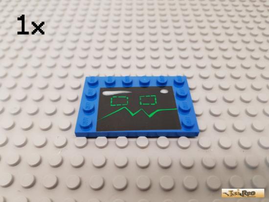 LEGO 1Stk Platte / Fliese 4x6 blau beklebt 6180