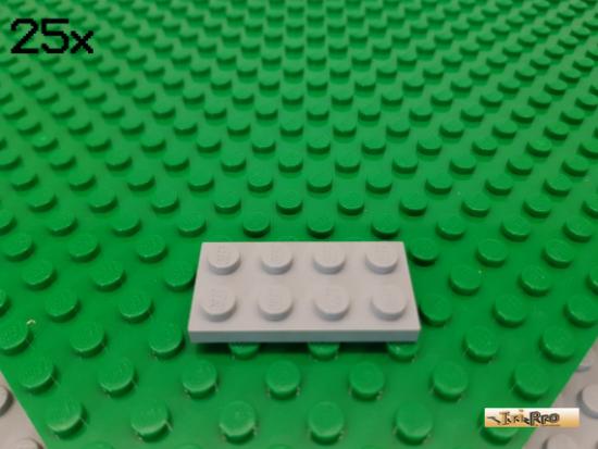 LEGO 25Stk Platte Basic 2x4 neu-hellgrau 3020