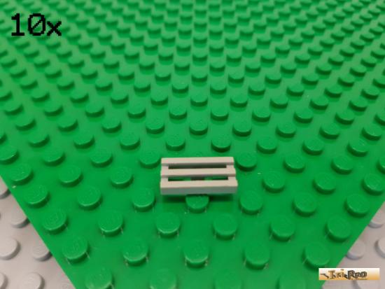 LEGO 10Stk Fliese 1x2 modifiziert / Gitter alt-hellgrau 2412