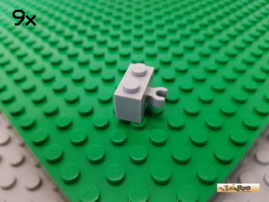 LEGO 9Stk 1x2 Stein mit Clip vertikal neu-hellgrau 30237