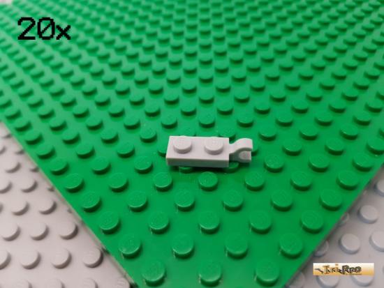 LEGO 20Stk Platte 1x2 mod. mit Clip horizontal / Lngsseite neu-hellgrau 63868