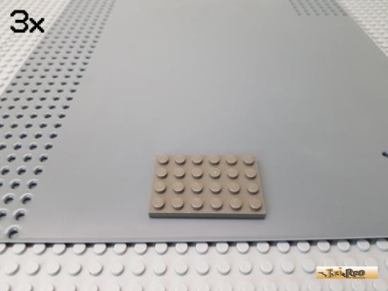 LEGO 3Stk Platte 4x6 Basic alt-dunkelgrau 3032