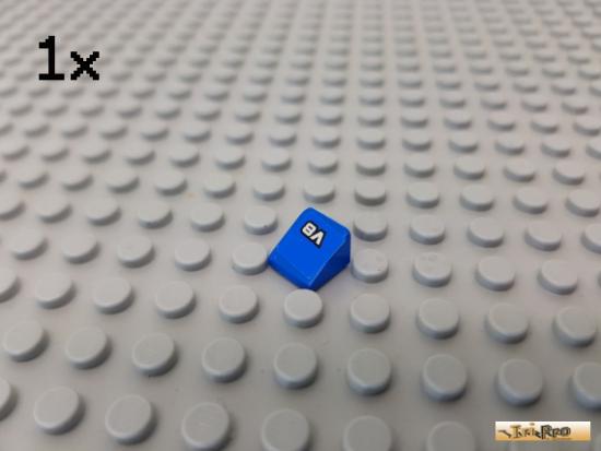 LEGO 1Stk Fliese / Kachel schrg 1x1 blau beklebt 54200