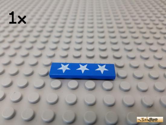 LEGO 1Stk Fliese / Kachel 1x4 blau bedruckt 2431px6