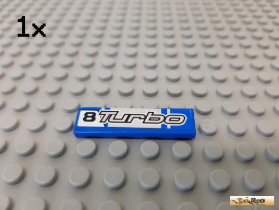 LEGO 1Stk Fliese / Kachel 1x4 blau beklebt 2431