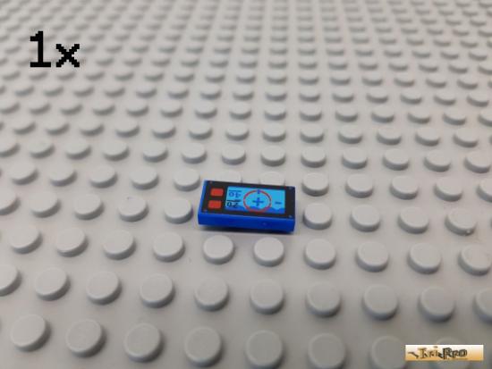 LEGO 1Stk Fliese / Kachel 1x2 blau bedruckt 3069