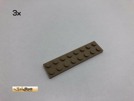 LEGO 3Stk 2x8 Platte Brick Dunkelbeige, Dark Tan 3034 3