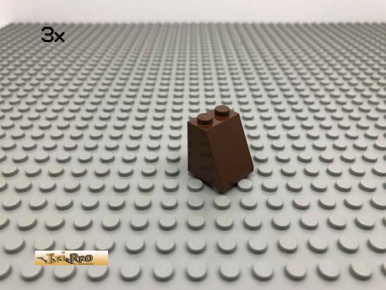 LEGO 3Stk 2x2x2 65 Dach schrg Stein ohne Rhre unten Braun, Brown 3678 68