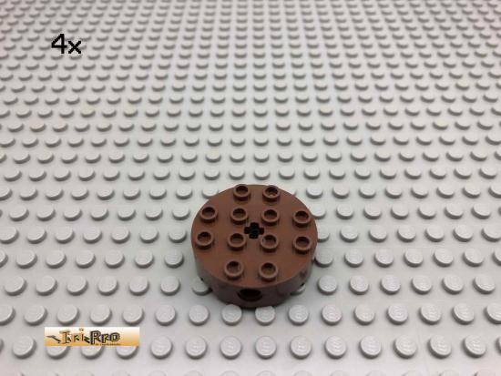 LEGO 4Stk Technic 4x4 Rundstein Wagenrad Brick Braun, Brown 6222 53